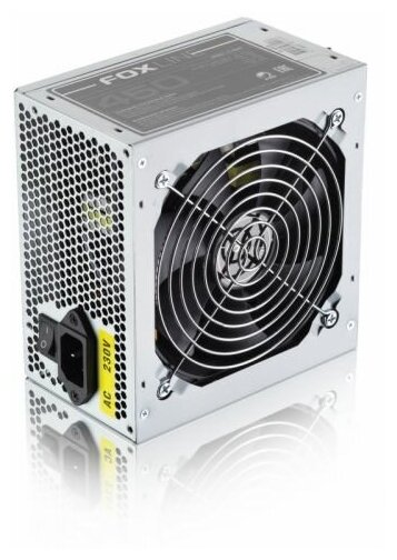 Блок питания ATX Foxline FL450S-80 450W, APFC, 120mm fan, CPU 4+4 pin, MB 24pin, 5xSATA, 2xPATA, FDD, PCI-E 6pin, 80+