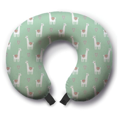 фото Подушка для шеи ambesonne милые ламы, зеленый