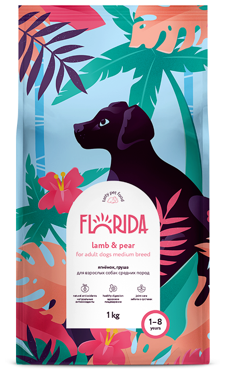 FLORIDA Сухой корм для взрослых собак средних пород с Ягненком и Грушей