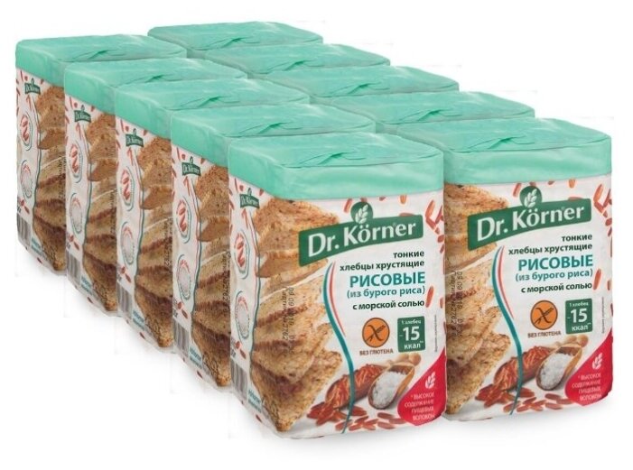 Хлебцы рисовые Dr. Korner с морской солью 10 шт по 100 г