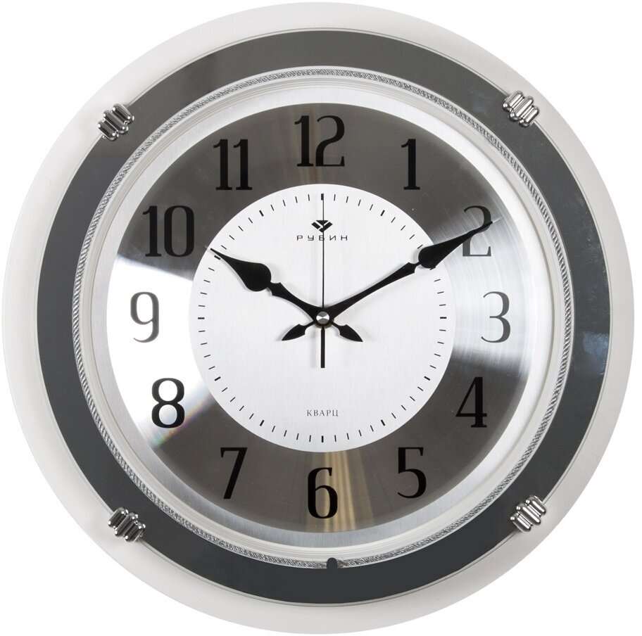 Часы настенные Рубин круглые с зеркалом d 40 см, корпус белый "Классика" (4130-100)