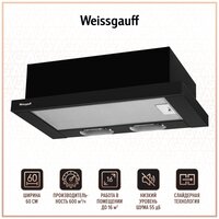 Встраиваемая вытяжка Weissgauff TEL 600 EB, цвет корпуса черный, цвет окантовки/панели черный