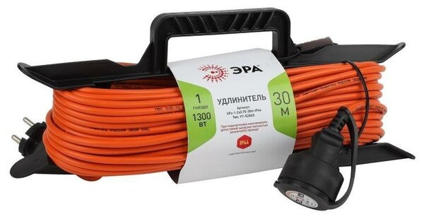 Удлинитель силовой UFx-1-2x0.75-30m-IP44 на рамке б/з 1гнездо 30м ПВС 2х0.75 Эра Б0046822 ( 1шт. )