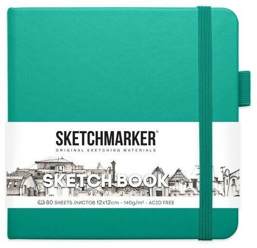 Скетчбук для рисования и скетчинга SKETCHMARKER 140г/м2 12х12см. 160 страниц цвета слоновой кости твердая обложка