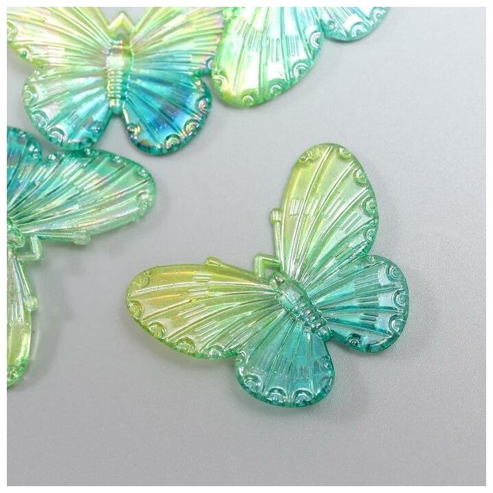 Декор для творчества Арт Узор пластик, "Зеленые бабочки", 5 шт, 3,2х4,1 см