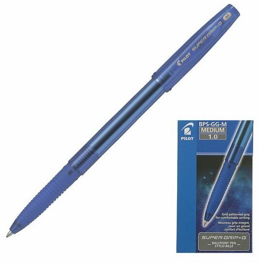 Ручка шариковая Super Grip G, узел 1.0мм, резиновый упор, стержень синий, BPS-GG-M