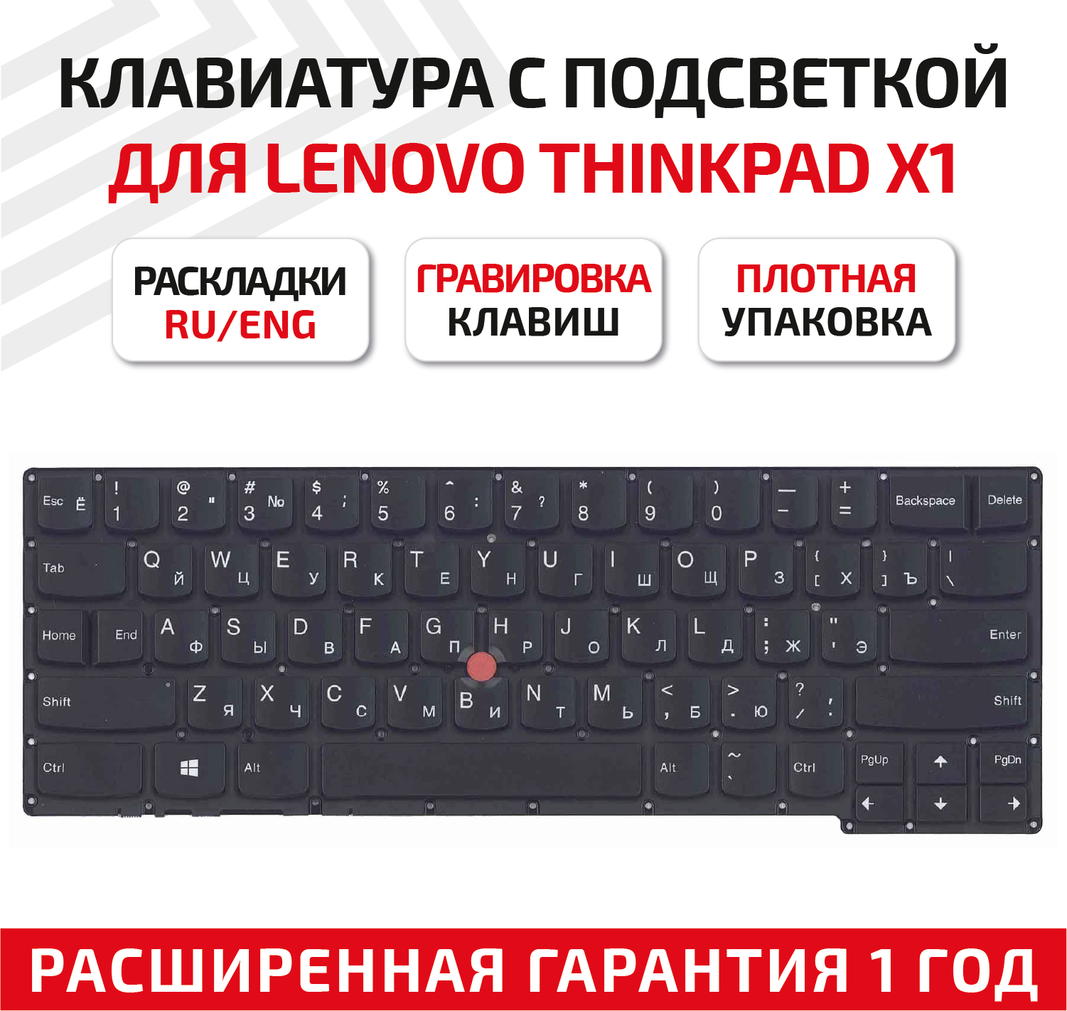 Клавиатура (keyboard) MP-13F53USJ442 для ноутбука Lenovo ThinkPad X1 carbon Gen 2 2014, черная с подсветкой