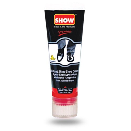 Крем для обуви SHOW Крем-блеск для обуви с губкой в тюбиках Черный 75 мл