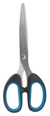 Ножницы BRAUBERG "Classic+", 160 мм, черно-синие, классической формы, резиновые вставки, 236447
