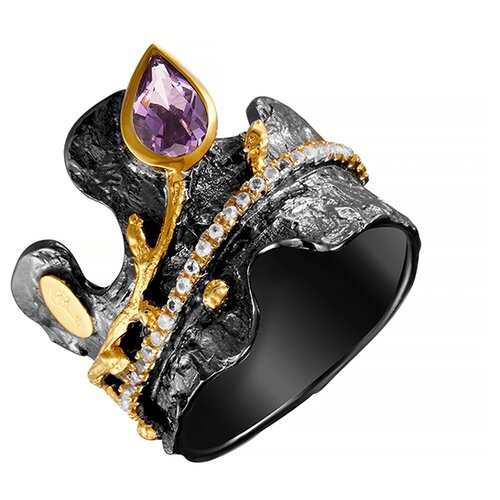 фото Element47 широкое ювелирное кольцо из серебра 925 пробы с аметистами и топазами r00244_ko_am_002_bj, размер 17