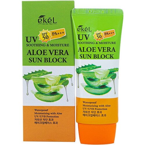 EKEL UV Soothing & Moisture Aloe Vera Sun Block SPF 50 PA+++ Солнцезащитный крем с алоэ вера солнцезащитный крем с алоэ вера ekel uv soothing