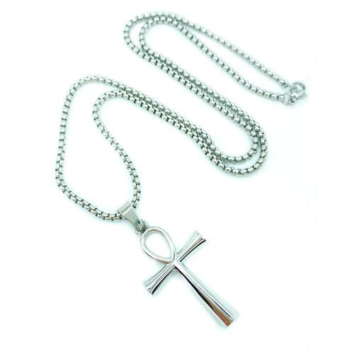 Комплект украшений, длина 60 см, серый, серебряный египетский крест анкх анх крест жизни тау крест