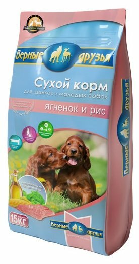 Корм Верные друзья сухой для щенков и молодых собак ягнёнок И РИС 15кг
