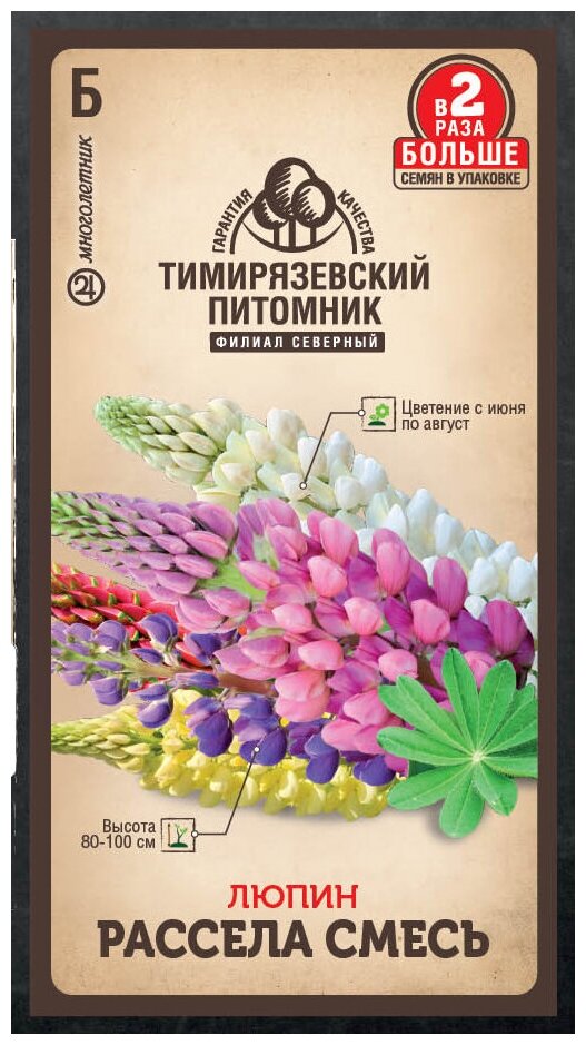 семена tim/цветы люпин рассела смесь 0,6 г двойная фасовка, 22746 Тимирязевский питомник - фото №1