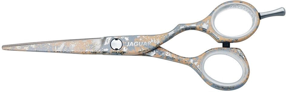 Парикмахерские ножницы JAGUAR Silver Line NATURAL VIBES прямые эргономичные 5.5", серые с рисунком 9255-10