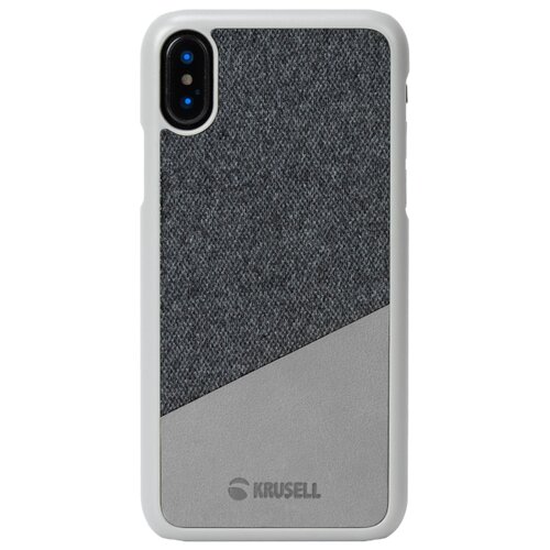 фото Чехол-накладка krusell tanum cover для apple iphone xs max, кожаный серый