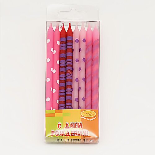 Изображение товара Патибум Набор свечей для торта 0.6 см, 16 шт, ассорти розовых оттенков для праздника