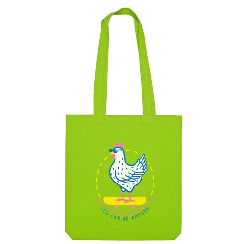 Сумка шоппер Us Basic, зеленый сумка курица на скейте мотивационная надпись белый
