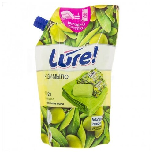 жидкое мыло lure с экстрактом манго 300 мл дой пак Lure Крем-мыло жидкое Витаминное оливковое олива, 500 мл, 515 г