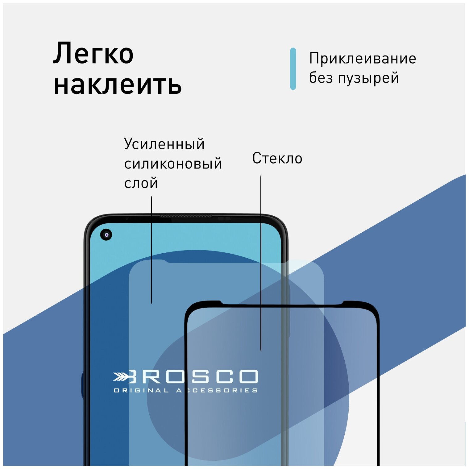 Защитное стекло ROSCO на Motorola Moto G9 Plus (Моторола Мото Джи 9 Плюс, Г9) олеофобное покрытие, противоударное, легко наклеить, прозрачное с рамкой