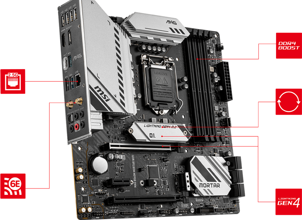 Материнская плата MSI (MAG B560M MORTAR) mATX, B560, LGA1200, RTL - фотография № 2