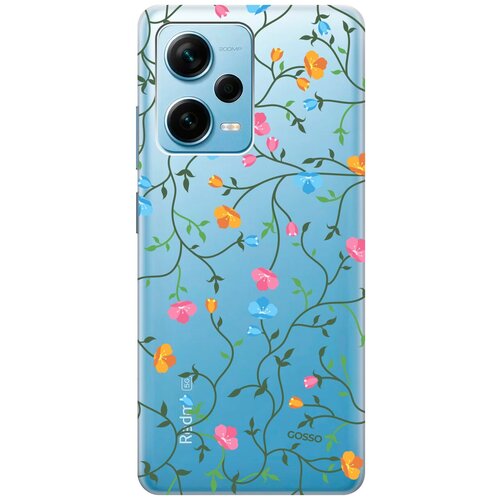 Силиконовый чехол на Xiaomi Redmi Note 12 Pro, Note 12 Pro+, Note 12 Explorer Edition с 3D принтом Сurly Flowers прозрачный силиконовый чехол на xiaomi redmi 12 сяоми редми 12 с 3d принтом сurly flowers прозрачный