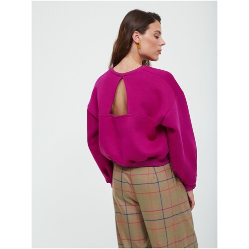 фото Свитшот оверсайз толстовка oversize худи / фуксия с вырезом oyk