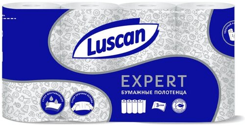 Полотенца бумажные Luscan Expert 3сл с тиснением и перф 4шт/уп 1574573 5079843