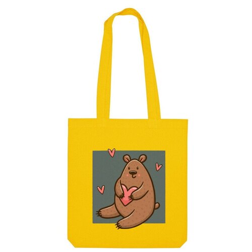 Сумка шоппер Us Basic, желтый мужская футболка милый медведь с сердечком любовь s черный