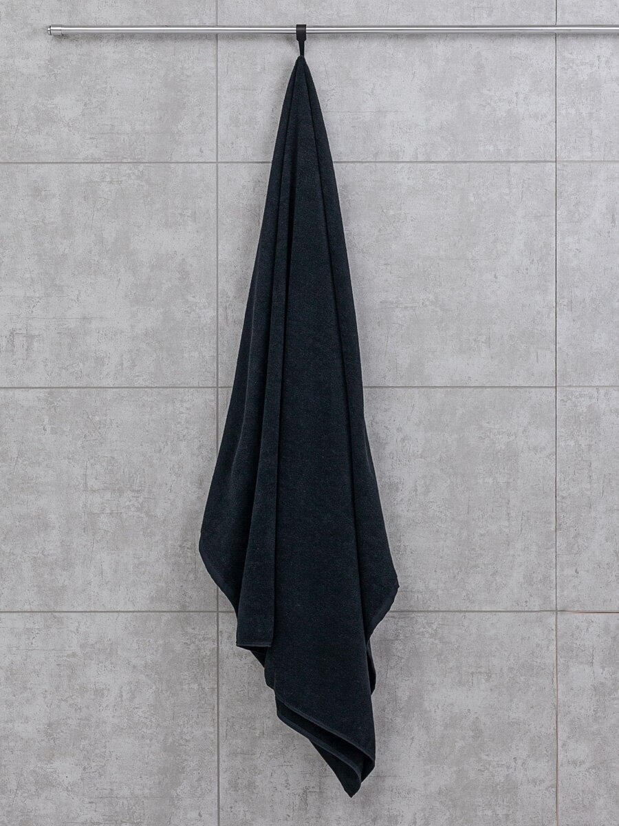 Махровое полотенце большое Sandal "люкс" 100*150 см., цвет - черный. - фотография № 4