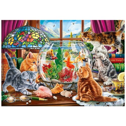 Рыжий кот картина по номерам Котята и рыбки ХК-799650x40см, разноцветный