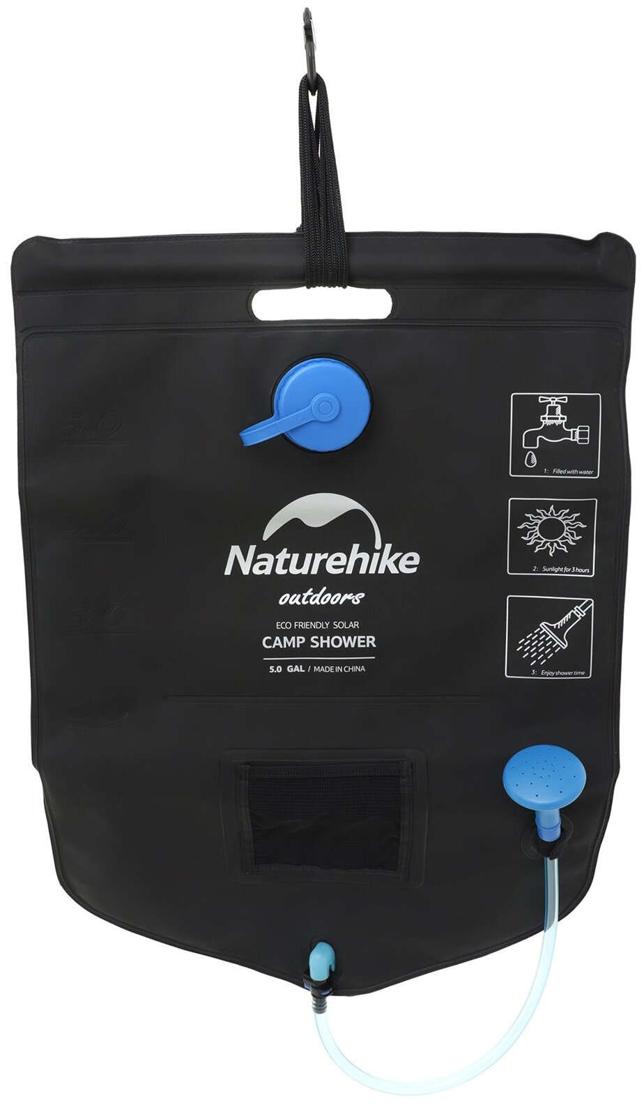 Душ туристический Naturehike 2022 Dawn Bath Outdoor Solar Shower Black - фотография № 5