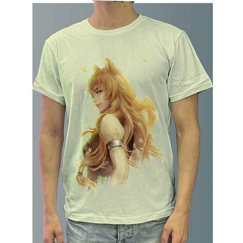 фото Футболка мужская белая молочный оттенок из хлопка с dtf принтом the rising of the shield hero аниме - 285 будь на стиле