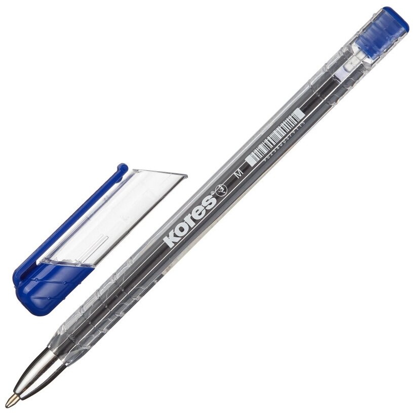 Ручка шариковая неавтомат. KORES К11 M(1мм) треуг. корп, маслян, син