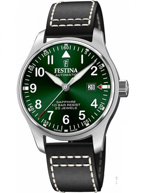 Наручные часы FESTINA Swiss Made, зеленый, серебряный