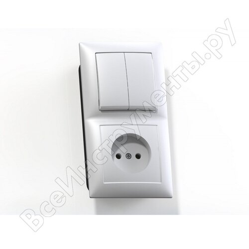 Блок СП БКВР-409 Селена (2-кл. выкл. + розетка) бел. Кунцево 8201
