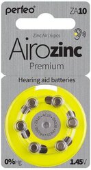 Батарейки Perfeo ZA10/6BL Airozinc Premium, 6шт в упаковке