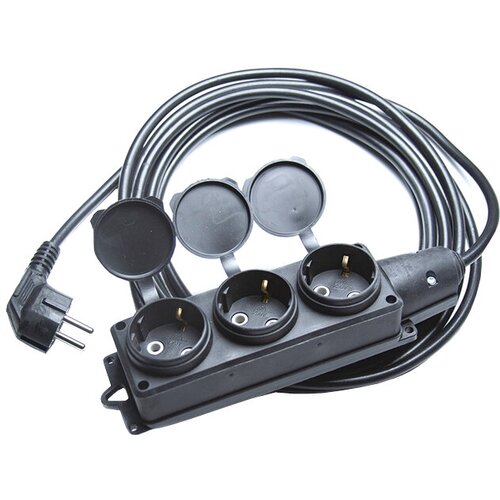 Удлинитель реальная электрика 3 гнезда 3м с/з 16а ip44 3х1,5кв. мм пвс черный