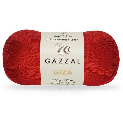 Пряжа Gazzal Giza | Пряжа Gazzal Giza - 2466 красный | 5шт упаковка | Хлопок мерсеризованный: 100%