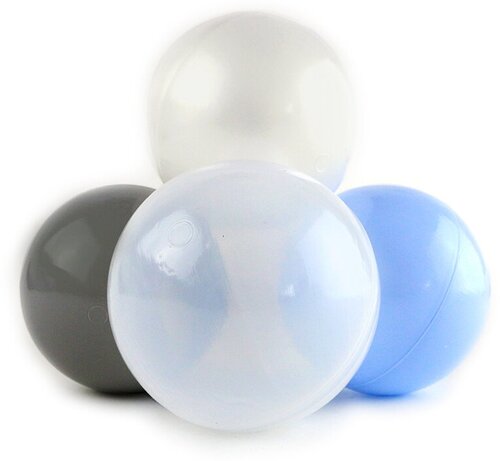 Набор шаров для сухого бассейна Pastel (100 шаров голубой/серый/жемчужный/прозрачный)