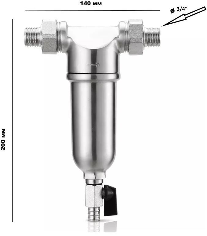 Магистральный фильтр для воды WhiteWater МФ-3/4 нерж (нержавеющая сталь) - фотография № 3