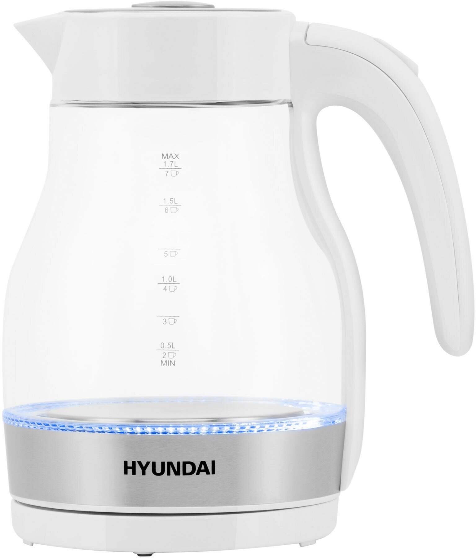 Чайник Hyundai HYK-G3802 белый/серебристый