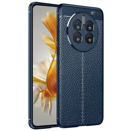 Накладка силиконовая для Huawei Mate 50 под кожу синяя чехол бампер накладка mypads на huawei mate 50 mate 50e из износостойкого силикона с декоративным дизайном под кожу с тиснением черный