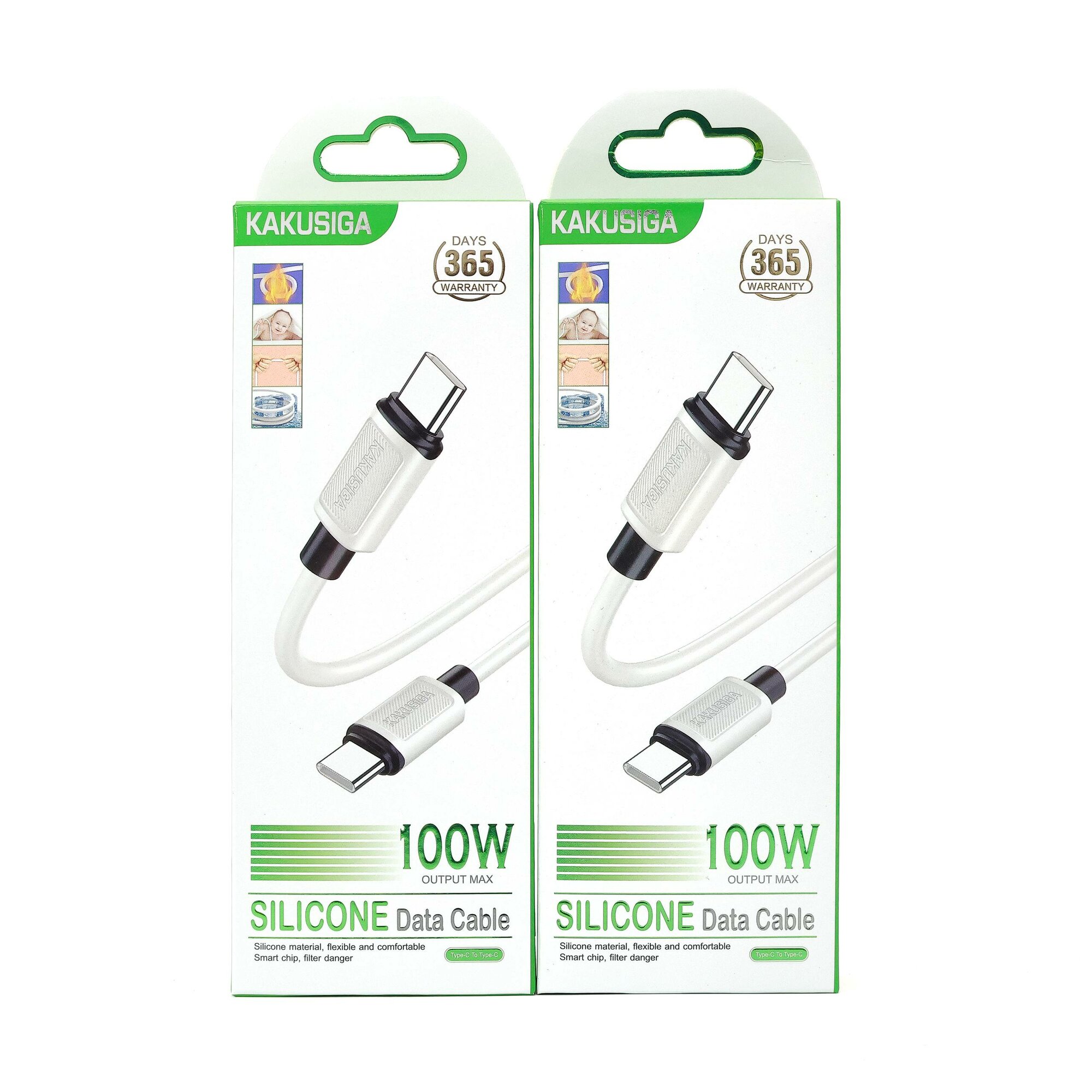 USB силиконовый кабель KAKUSIGA Type C to Type C 100W - Модель KSC-998