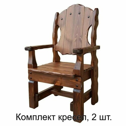 фото Кресло деревянное ммк-древ "добрыня" из массива сосны 71х62хн117 старый орех рианна