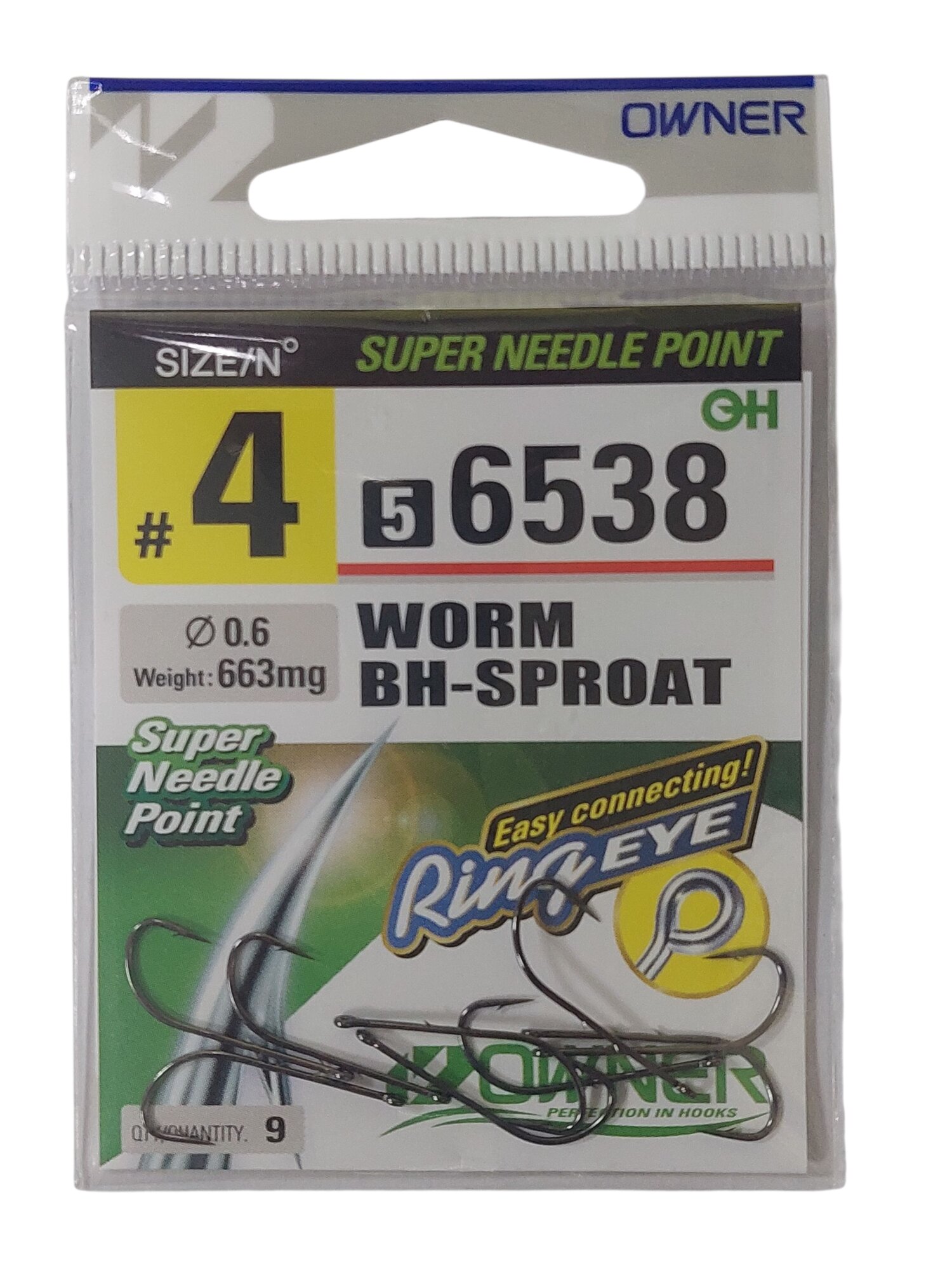 Крючки OWNER 56538 Worm BH-Sproat BC № 4 9шт.