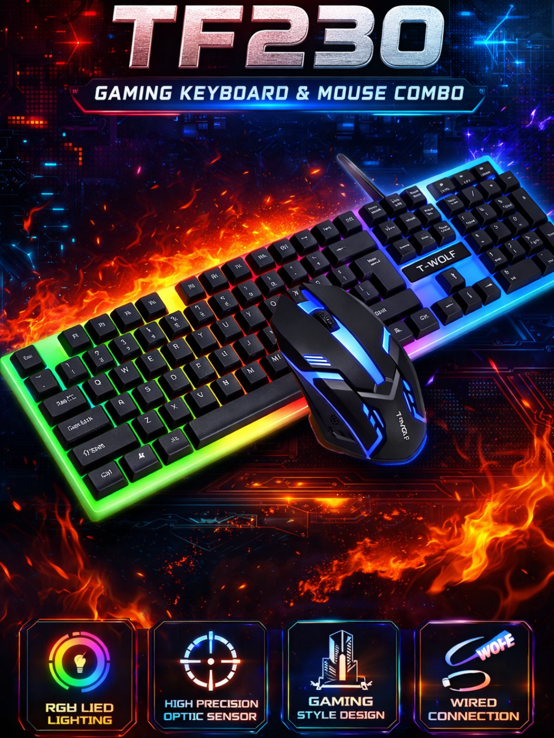 Игровая клавиатура TF230 — удобная модель с быстрым откликом клавиш и современным дизайном для комфортной игры