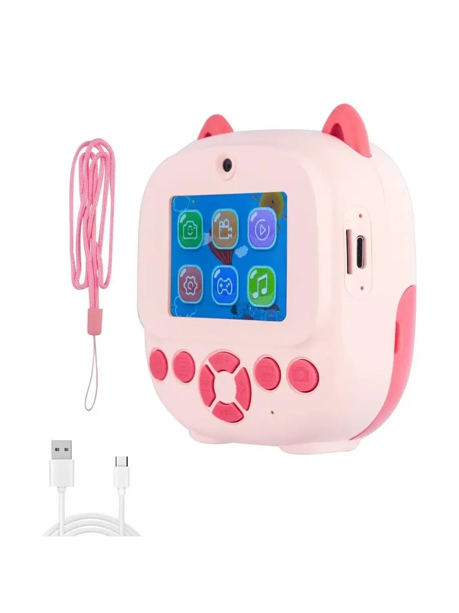 Мгновенный фотоаппарат с печатью в розовом цвете