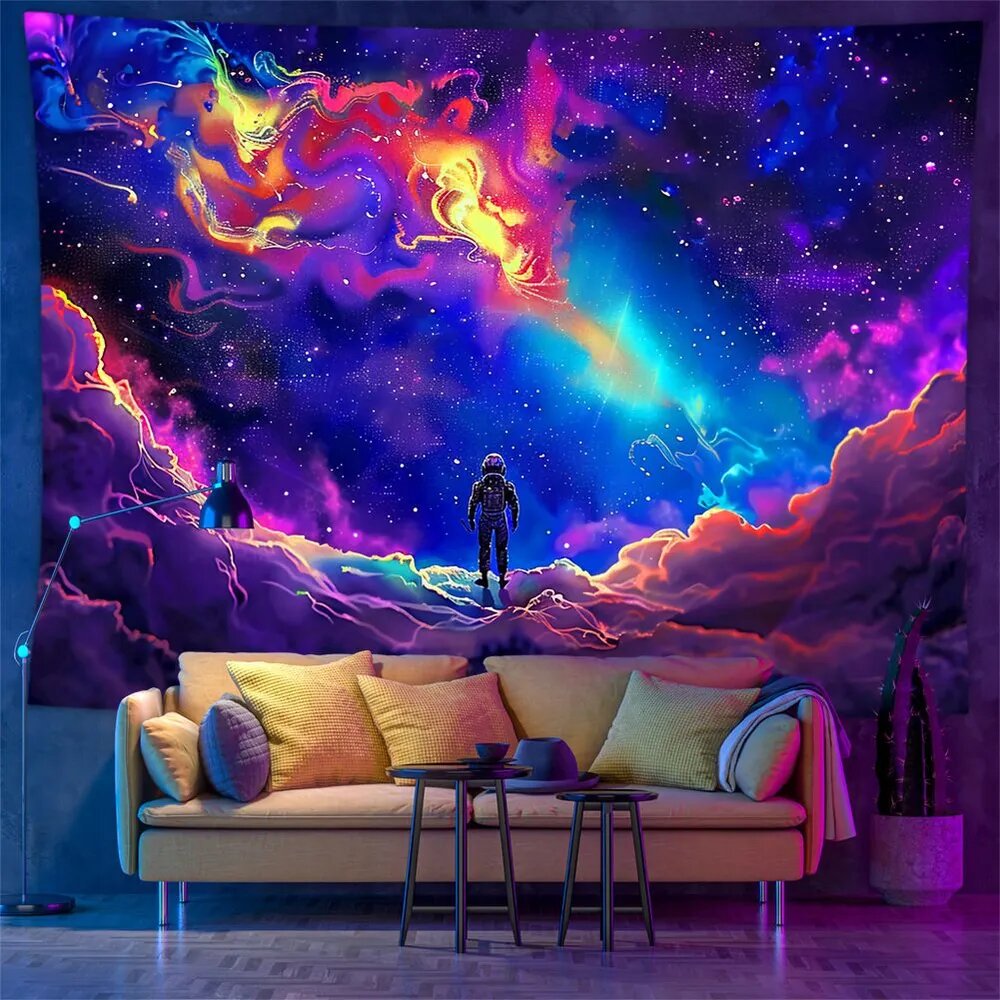LI DESIGN Гобелен "Космическая туманность-астронавт", 200х150 см, 200x150 x1 шт