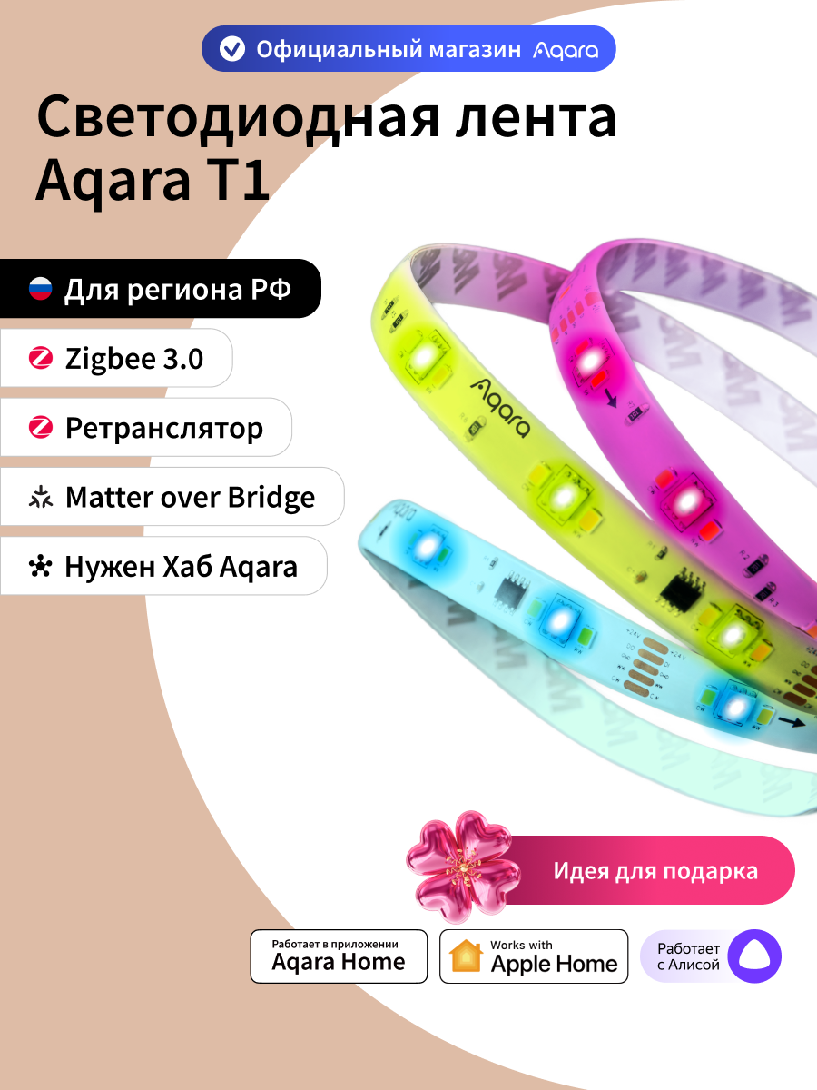 Умная светодиодная лента Aqara Т1 RLS-K01D, 2 метра, RGB, белый